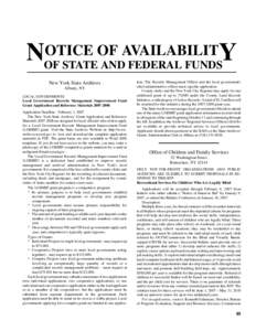 OTICE OF AVAILABILITY NOF STATE AND FEDERAL FUNDS New York State Archives Albany, NY LOCAL GOVERNMENTS