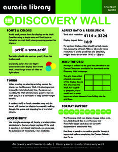 auraria library  CONTENT GUIDE  DISCOVERY WALL