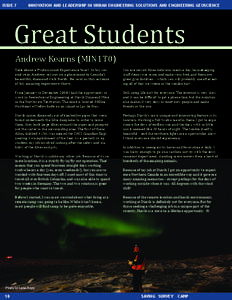 ISSUE 7  INNOVATION AND LEADERSHIP IN URBAN ENGINEERING SOLUTIONS AND ENGINEERING GEOSCIENCE Great Students Andrew Kearns (MIN1T0)