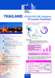 THAILAND  ASEAN IPR SME Helpdesk 　 IP Country Factsheet 1. THE FACTS: Business in Thailand for EU Companies 　(Source: DG Trade / EU Delegation to Thailand)