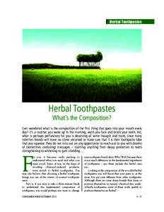 Herbal Toothpastes  Herbal Toothpastes What’s the Composition? Ever wondered what is the composition of the first thing that goes into your mouth every day? It’s a routine: you wake up in the morning, wash you face a