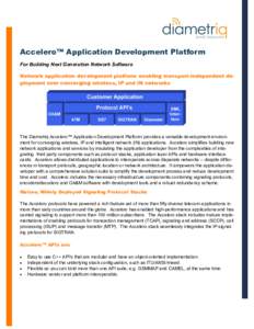 Data Sheet Accelero™ Application Development Platform For Building Next Generation Network Software Network application development platform enabling transport-independent deployment over converging wireless, IP and IN