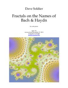 Dave Soldier  Fractals on the Names of Bach & Haydn for solo piano opus 24