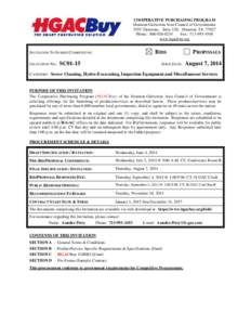 COOPERATIVE PURCHASING PROGRAM Houston-Galveston Area Council of Governments 3555 Timmons, Suite 120, Houston, TX[removed]Phone: [removed]Fax: [removed]www.hgacbuy.org