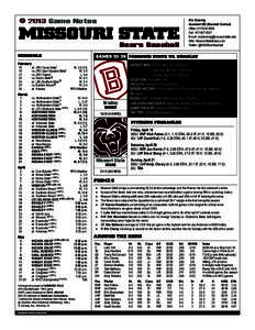 2013 Game Notes  MISSOURI STATE 	 Bears Baseball