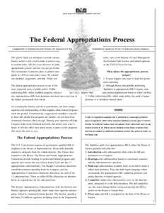 Q QUICK GUIDE FOR COMMUNITY FORESTRY ACTIVISTS The Federal Appropriations Process A sup ple men t to Com mu nities and F or ests, the n ewsle tter o f th e