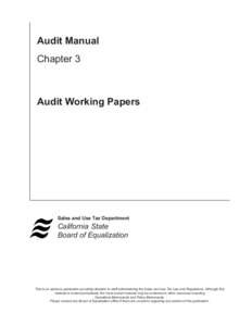 Audit Manual Chapter 3 Audit Working Papers  Sales and Use Tax Department
