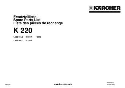 Ersatzteilliste Spare Parts List Liste des pièces de rechange K 220