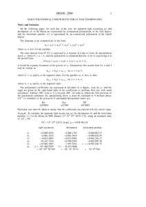 MOON, DAILY POLYNOMIAL COEFFICIENTS FOR LUNAR COORDINATES Notes and formulae