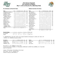 2013 Stetson Baseball No. Kentucky at Stetson May 11, 2013 at DeLand, Fla. (Melching Field) No. Kentucky[removed],3-20 A-Sun) Player