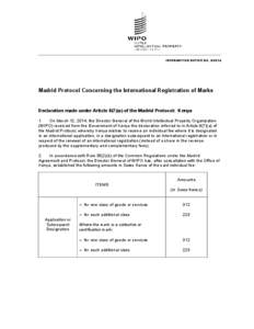 INFORMATION NOTICE NO[removed]Madrid Protocol Concerning the International Registration of Marks Declaration made under Article 8(7)(a) of the Madrid Protocol: Kenya 1.