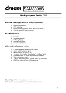 SAM3308B Multi-purpose Audio DSP Real-time audio applications in professional quality…   