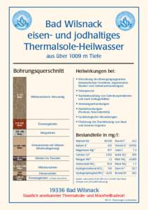 Bad Wilsnack eisen- und jodhaltiges Thermalsole-Heilwasser aus über 1009 m Tiefe Bohrungsquerschnitt