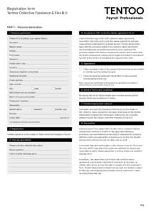 Registration form Tentoo Collective Freelance & Flex B.V. PART I - Personal declaration 1. Personal particulars