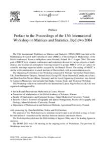 Linear Algebra and its Applications–2 www.elsevier.com/locate/laa Preface  Preface to the Proceedings of the 13th International