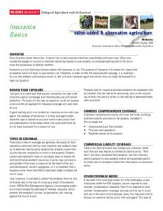 College of Agriculture and Life Sciences  Insurance Basics  value-added & alternative agriculture