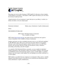 MIT CogNet press release template