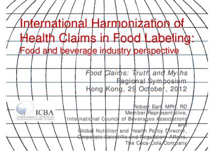 Microsoft PowerPoint - Free Paper Presentation- 2 (International Harmonization of Health Claims in Food Labeling Food and Bever