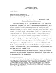 STATE OF VERMONT PUBLIC SERVICE BOARD Docket No[removed]Investigation into the establishment of guidelines for distributed utility planning by Vermont electric distribution utilities
