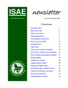 ISAE newsletter www.applied-ethology.org Issue 29 • December[removed]Contents
