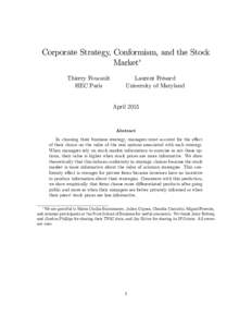 Corporate Strategy, Conformism, and the Stock Market Thierry Foucault HEC Paris  Laurent Frésard