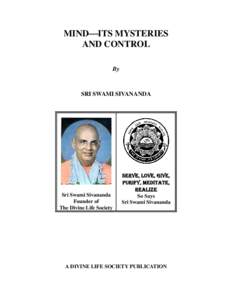 MINDITS MYSTERIES AND CONTROL By SRI SWAMI SIVANANDA