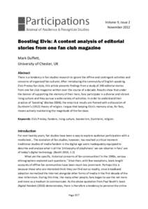.  Volume 9, Issue 2 November[removed]Boosting Elvis: A content analysis of editorial