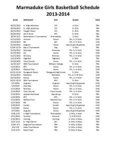 Marmaduke Girls Basketball Schedule 2013‐2014 DATE[removed][removed]