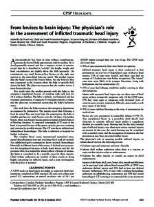 CPSP Highlights  From bruises to brain injury: The physician’s role in the assessment of inflicted traumatic head injury Michelle GK Ward MD, Child and Youth Protection Program; W James King MD, Division of Pediatric M