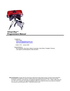 Virtual Boy Programmers Manual Compiled by: David Tucker [removed] http://www.goliathindustries.com/vb/