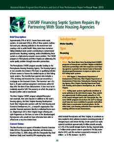 National Water Program Best Practices and End of Year Performance Report • Fiscal Year[removed]CWSRF Financing Septic System Repairs By Partnering With State Housing Agencies