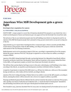 [removed]American Wire Mill Development gets a green light | The Valley Breeze[removed]
