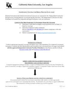 California State University, Los Angeles  INDEPENDENT CONTRACTOR HIRING PROCESS FLOW CHART Detailed instructions and related informational resources are contained in the “Independent Contractor Hiring Process Training 