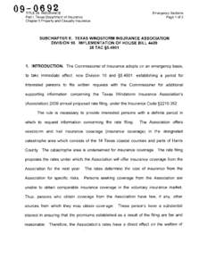 o9 ~LEQ8.~S~A~E  Emergency Sections Page 1 of 5  Part I. Texas Department of Insurance