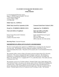 Statement of Basis for Draft NPDES Permit for Carter Aerated Wastewater Lagoon - Forest County Potawatomi Community - September 2014