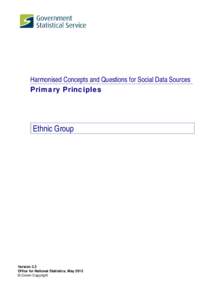 Harmonised Concepts and Questions for Social Data Sources Primary Principles Ethnic Group  Version 3.3