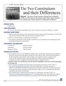 e-WV Lesson Plan  The Two Constitutions and their Differences