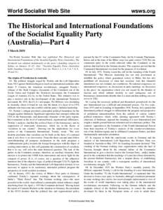 World Socialist Web Site  wsws.org The Historical and International Foundations of the Socialist Equality Party