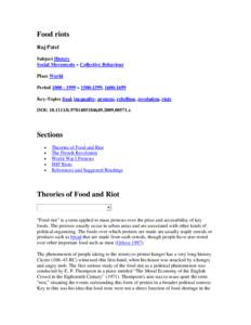 Development / Protests / Food and drink / Riot / World food price crisis / Moral economy / Famine / Food riot / Food security / Civil disobedience / Food politics / Economics