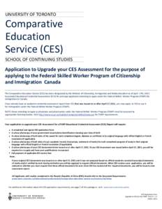 UNIVERSITY OF TORONTO  Comparative Education Service (CES) SCHOOL OF CONTINUING STUDIES