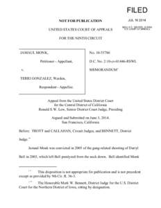 FILED JUL[removed]NOT FOR PUBLICATION UNITED STATES COURT OF APPEALS