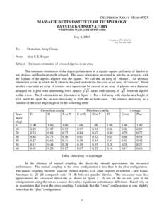 DEUTERIUM ARRAY MEMO #028 MASSACHUSETTS INSTITUTE OF TECHNOLOGY HAYSTACK OBSERVATORY WESTFORD, MASSACHUSETTSMay 2, 2003