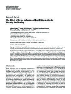 The Effect of Bolus Volume on Hyoid Kinematics in Healthy Swallowing