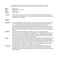 Campylobacter Jejuni Infection Associated with Raw Milk Consumption – Utah, 2014