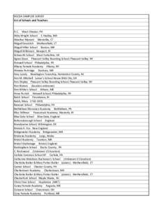 NSCDA SAMPLER SURVEY List of Schools and Teachers A.C. West Chester, PA Abby Wright School S. Hadley, MA Abiathar Mynard Montville, CT