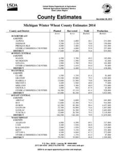 United States Department of Agriculture National Agricultural Statistics Service Great Lakes Region County Estimates