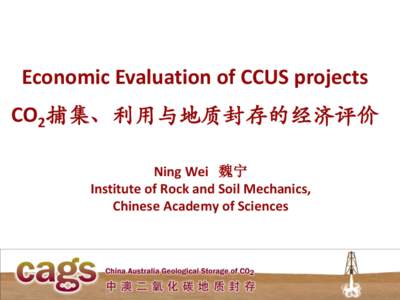 Economic Evaluation of CCUS projects CO2捕集、利用与地质封存的经济评价 Ning Wei 魏宁 Institute of Rock and Soil Mechanics, Chinese Academy of Sciences