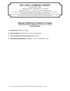 KELLOGG -- HUBBARD LIBRARY Established[removed]Main Street, Montpelier, VT[removed]3338 www.kellogghubbard.org Trustees: Thierry Guerlain, Board President; Michael Katzenberg, Vice-President; Lindy Biggs, Se