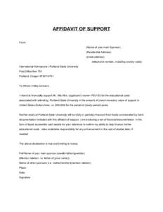 AFFIDAVIT OF SUPPORT     From:                                                                                             