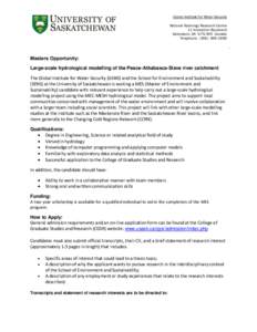 Global Institute for Water Security National Hydrology Research Centre 11 Innovation Boulevard Saskatoon, SK S7N 3H5 Canada Telephone: ([removed]ce